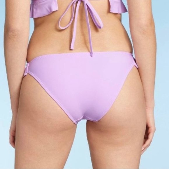 NWT Xhilaration Lavender Bikini SET - Triangle Top + Ruffle Cheeky Bikini Bottom - Picture 4 of 6